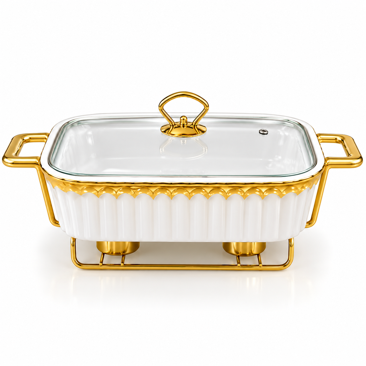 Brilliant Gold Trim Casserole with Glass Lid