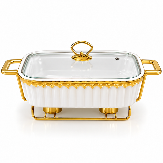 Brilliant Gold Trim Casserole with Glass Lid