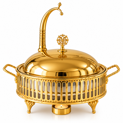 Brilliant Luxury 4L Gold Buffet Dish with Candle Stand