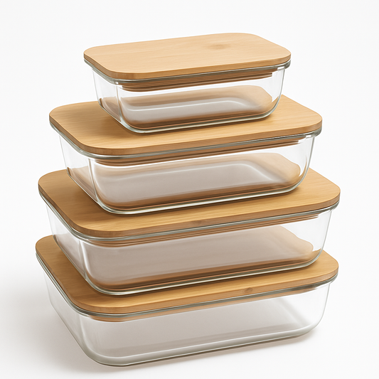 4 Pcs Glass Food Storage Containers - Rectangle