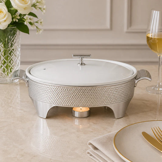 Brilliant Premium 14.5-Inch Round Chafing Dish with Candle Stand