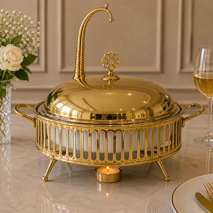 Brilliant Luxury 6L Gold Buffet Dish with Candle Stand