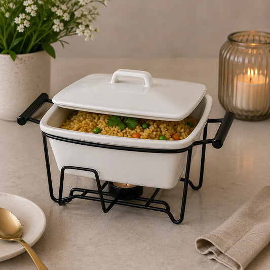 Brilliant 6.75-Inch Ceramic Casserole with Metal Stand