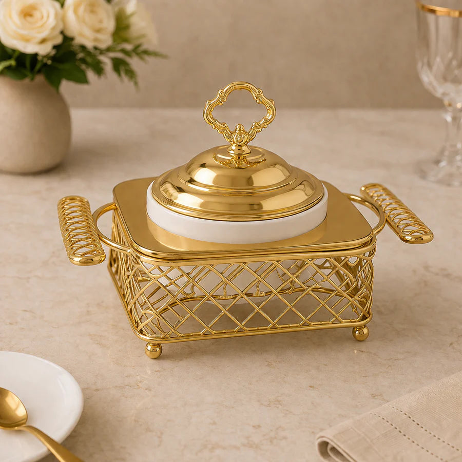 Brilliant Round Bowl with Metal Stand