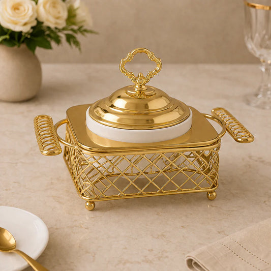 Brilliant Round Bowl with Metal Stand