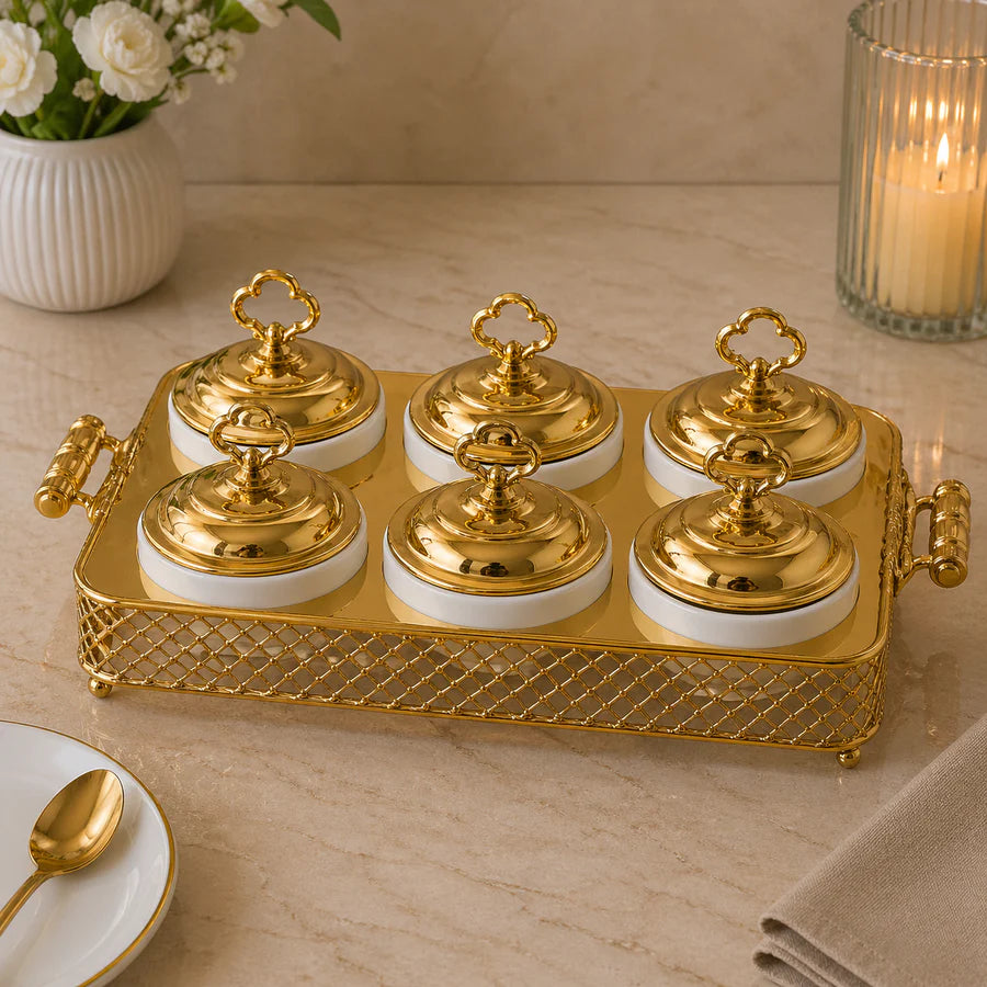 Brilliant 6-Piece Round Bowl Set with Metal Stand