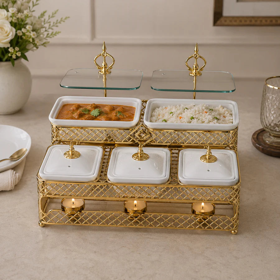 Brilliant Multi-Tier Dish Set with Candle Stand
