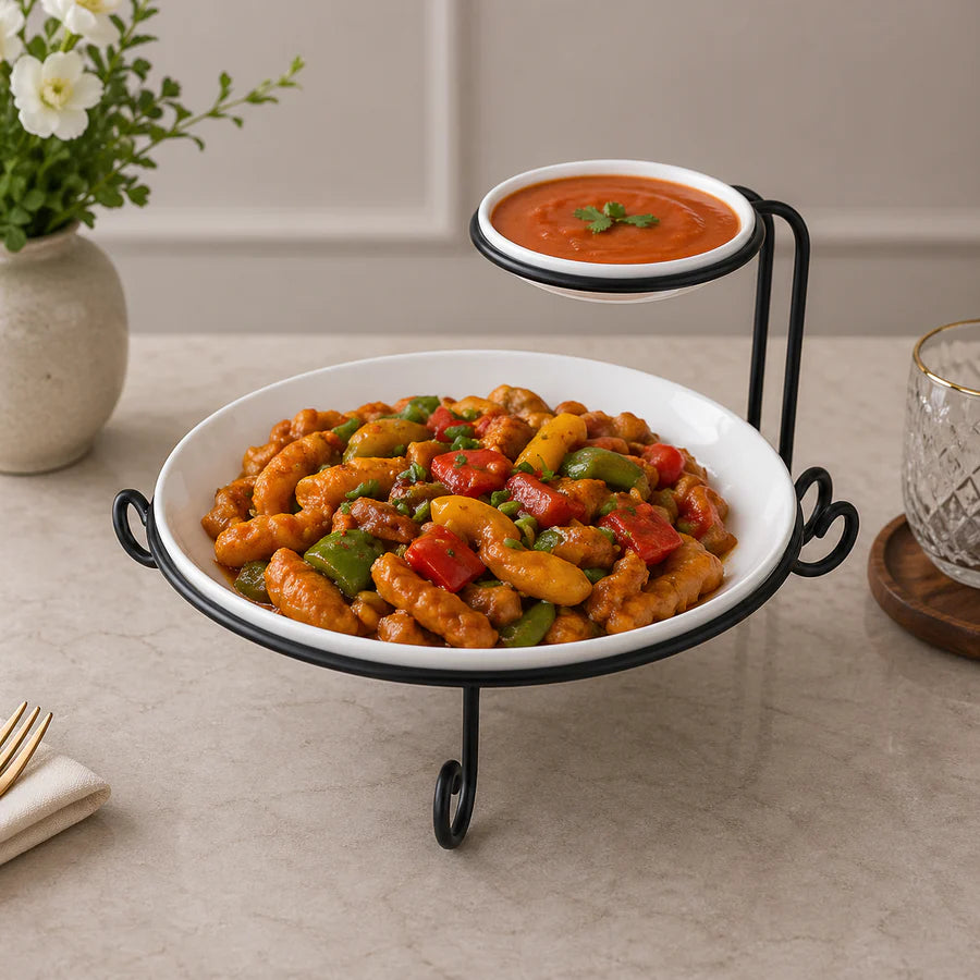 Brilliant 2-Tier Serving Plate with Dip Bowl