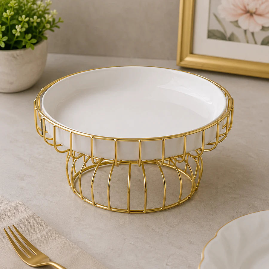 Brilliant Elevated Serving Bowl with Metal Stand