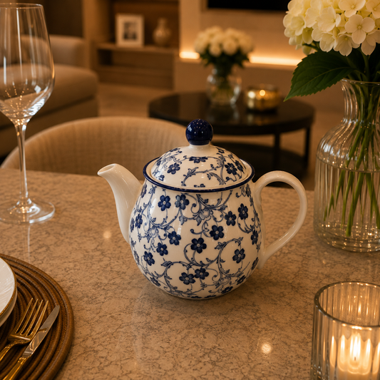 Danny Home Blue Flower 500ml Ceramic Teapot