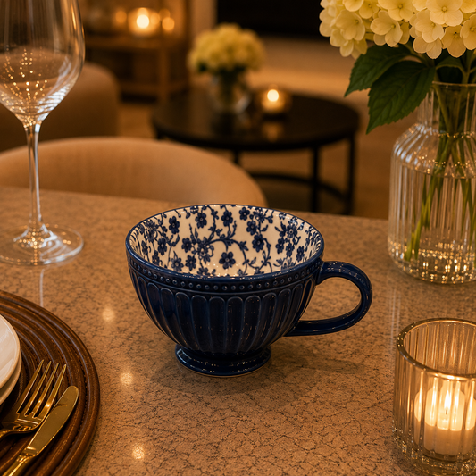 Danny Home Blue Flower 400ml Porcelain Mug