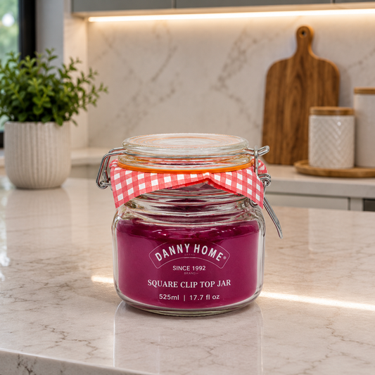 Danny Home Square Clip Top Glass Storage Jar – 525ml