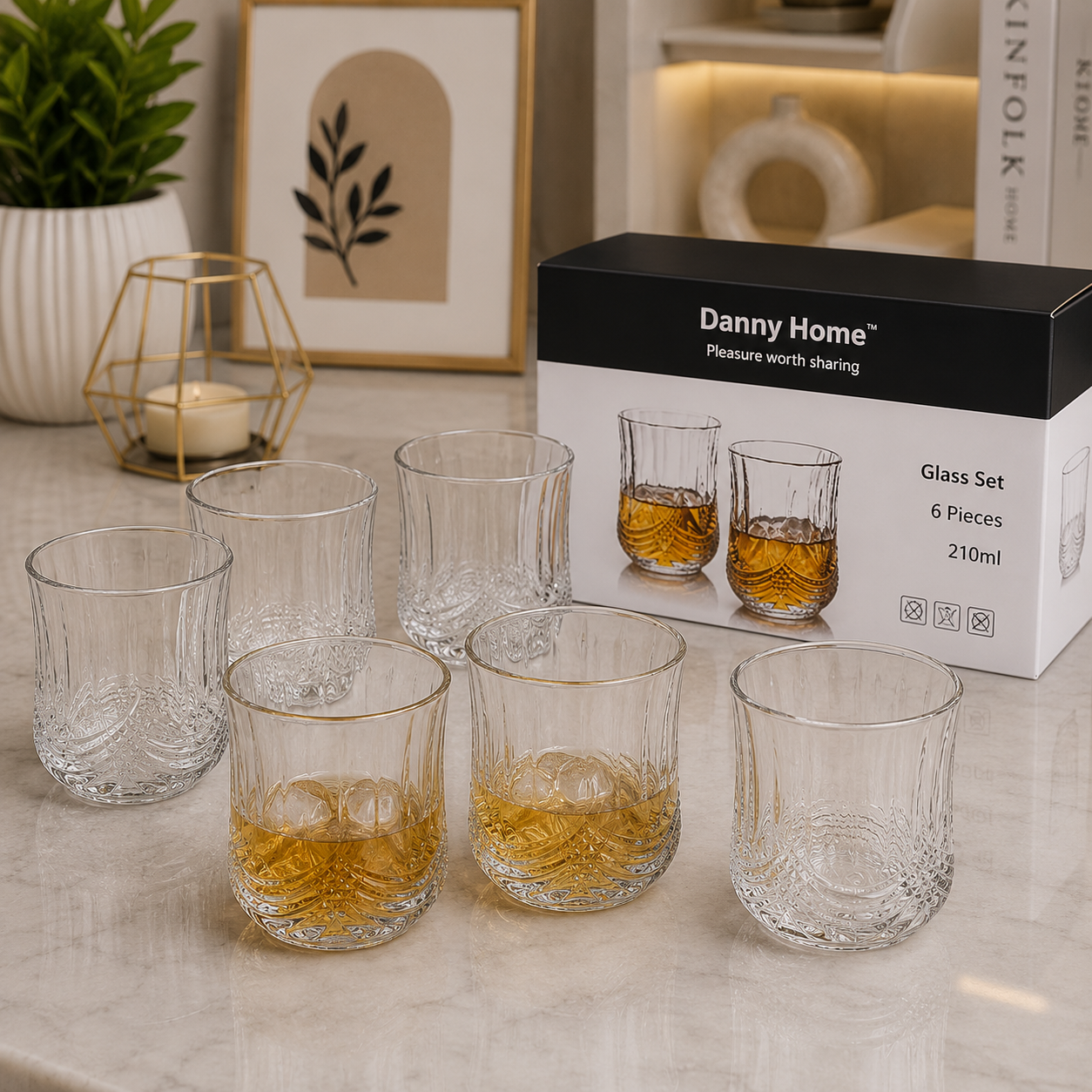 Danny Home Glass Tumbler Set – 210ml (6 Pcs)