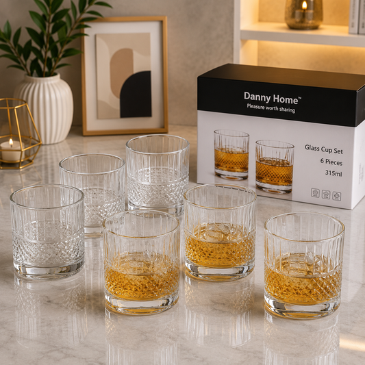 Danny Home Glass Cup Set – 315ml (6 Pcs)