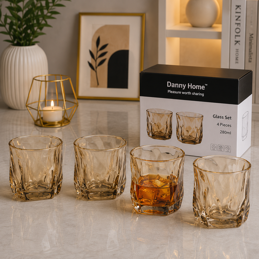 Danny Home Glass Tumbler Set – 280ml (4 Pcs)