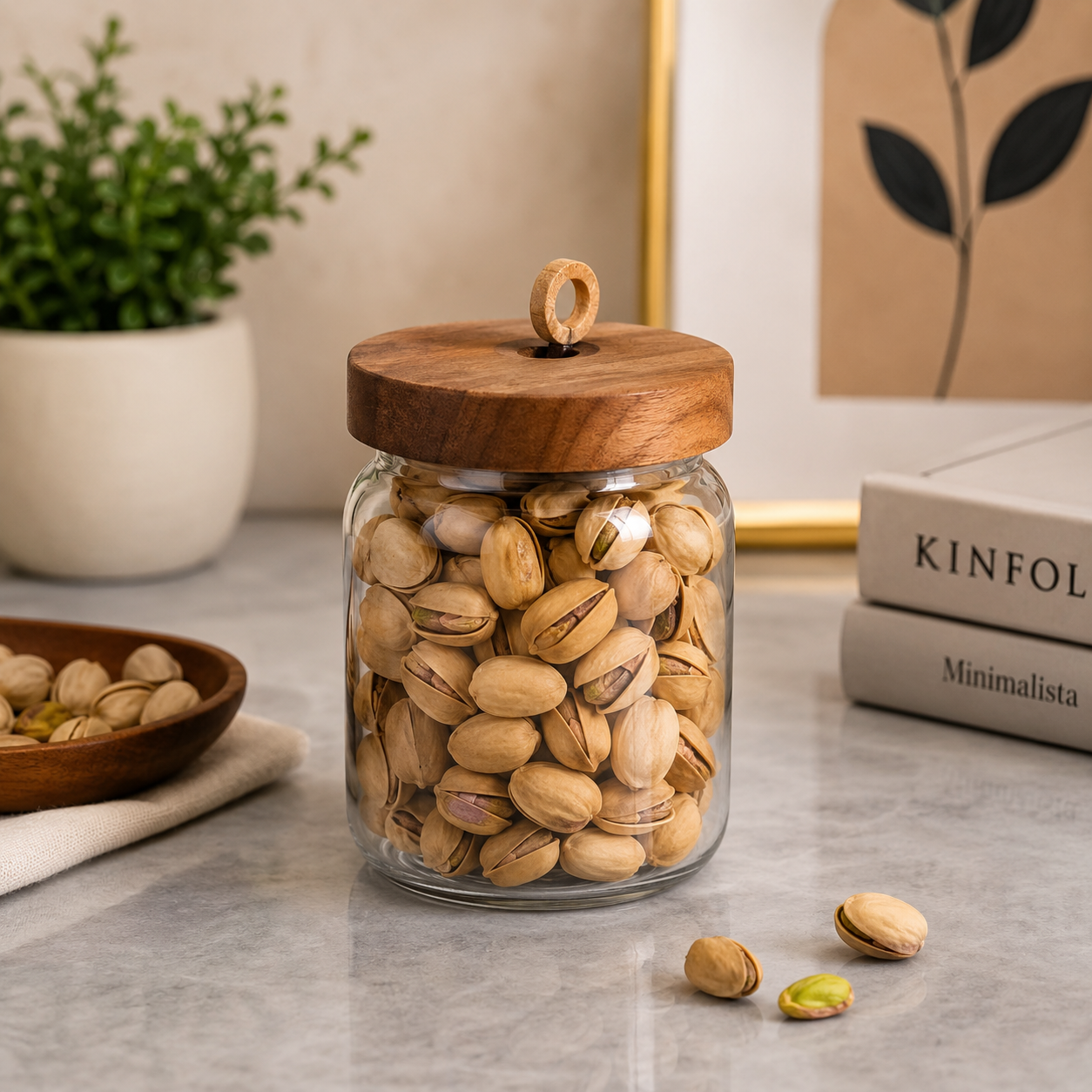 Danny Home Acacia Wood Glass Storage Jar – 500ml