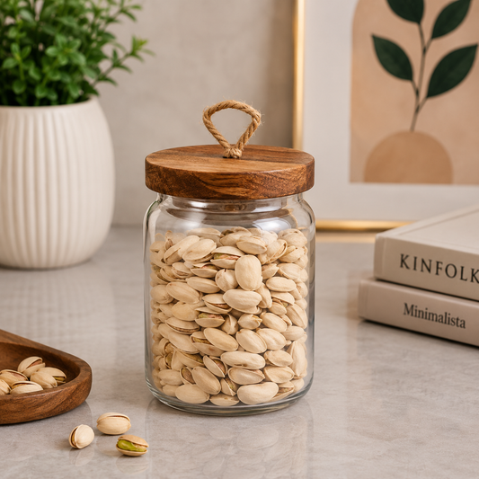 Danny Home Acacia Wood Glass Storage Jar – 750ml