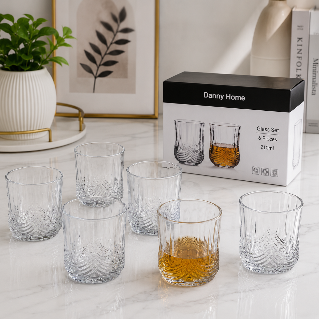 Danny Home Glass Tumbler Set – 210ml (6 Pcs)