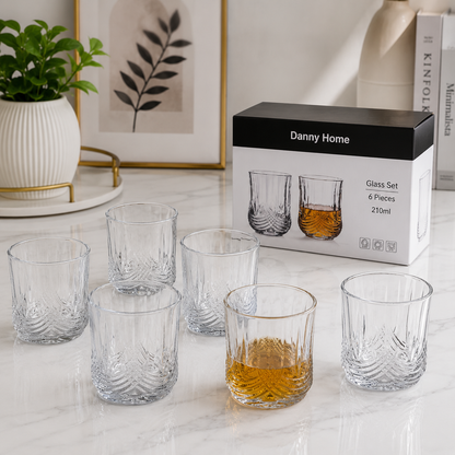 Danny Home Glass Tumbler Set – 210ml (6 Pcs)