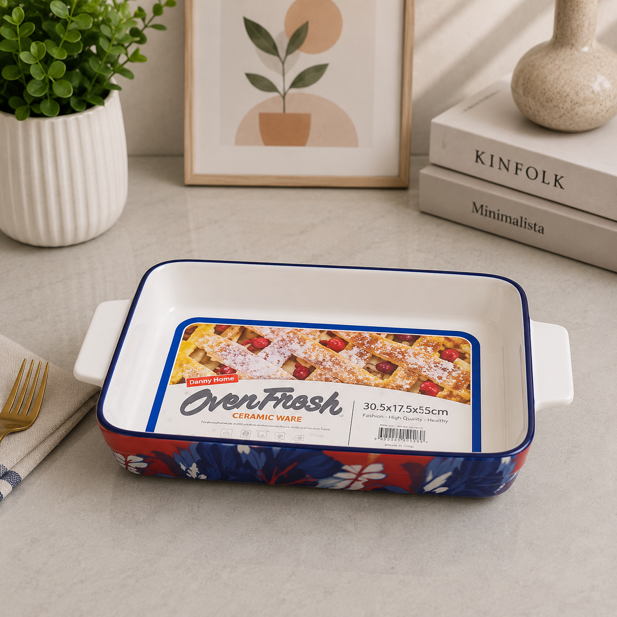 Danny Home Ceramic Bakeware Dish – 30.5 × 17.5 × 5.5 cm