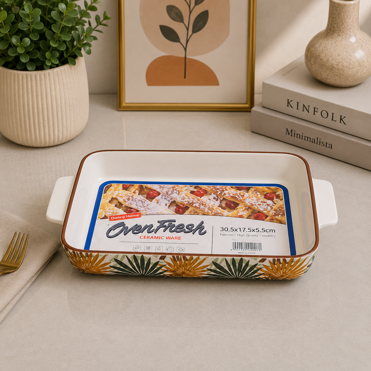 Danny Home Rectangular Ceramic Serving Dish – 30.5 cm