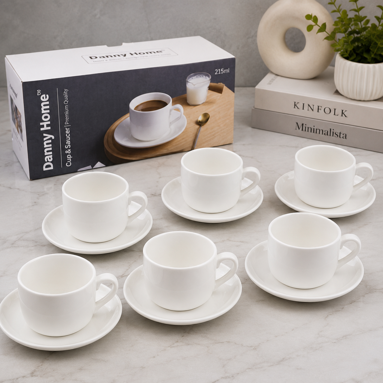 Danny Home Cup & Saucer Set – 215ml (6 Pcs)