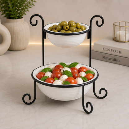 Danny Home 2-Tier Serving Bowl Stand Set