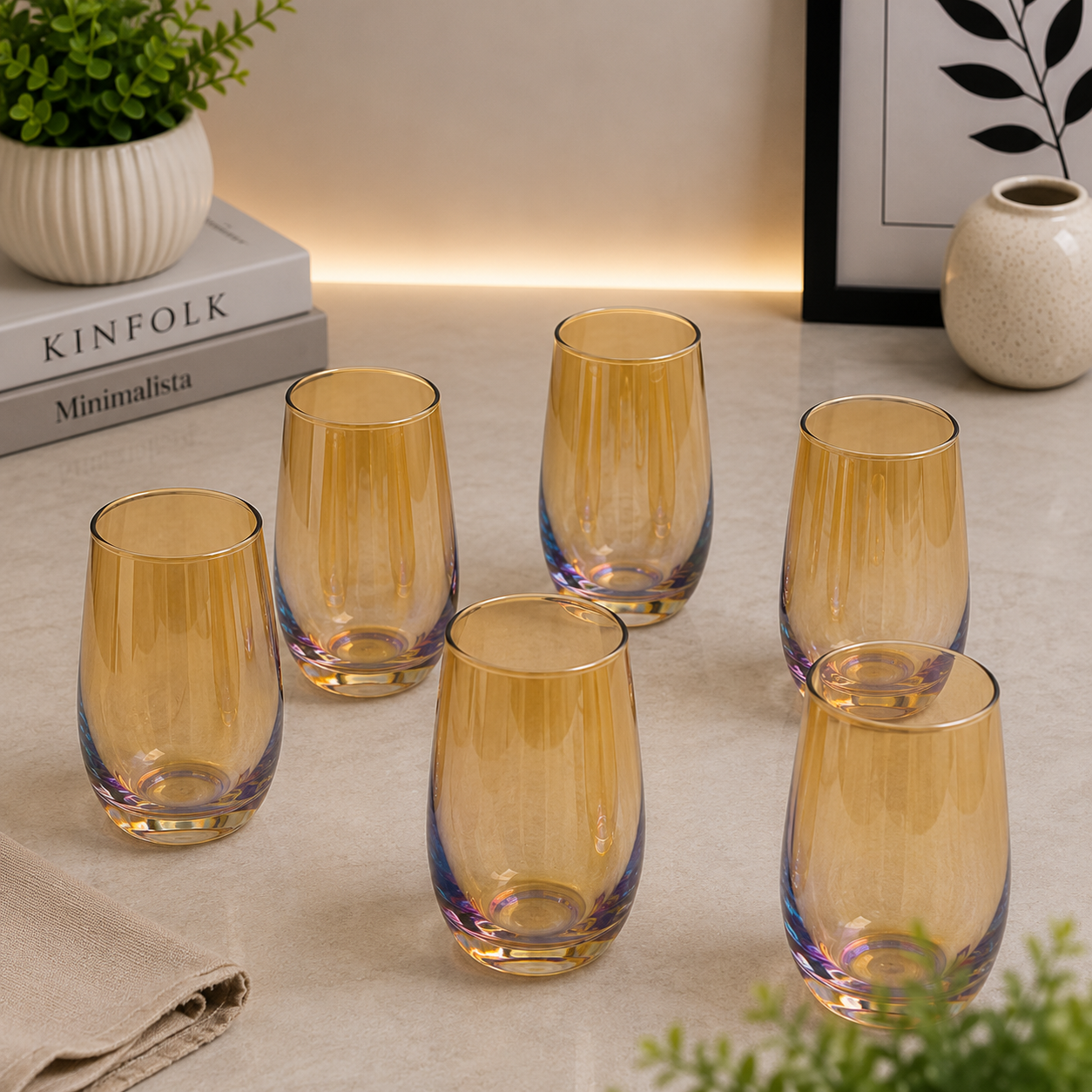 Danny Home Tinted Glass Tumbler Set – 410ml (6 Pcs)