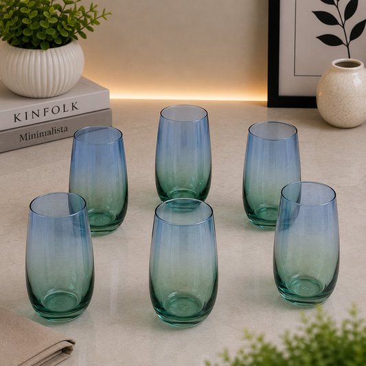 Danny Home Ombre Glass Tumbler Set – 410ml (6 Pcs)