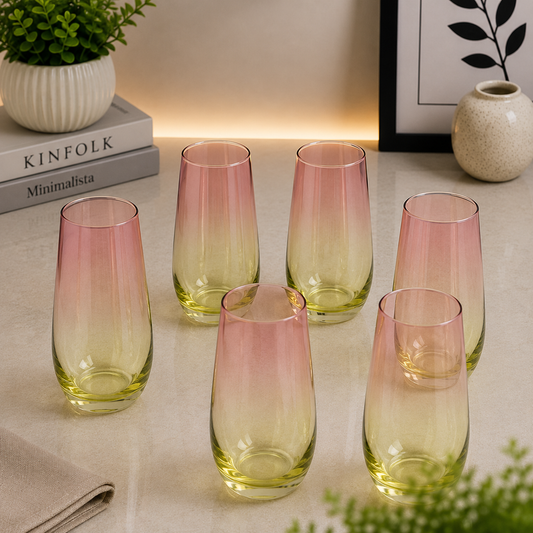 Danny Home Ombre Glass Tumbler Set – 550ml (6 Pcs)