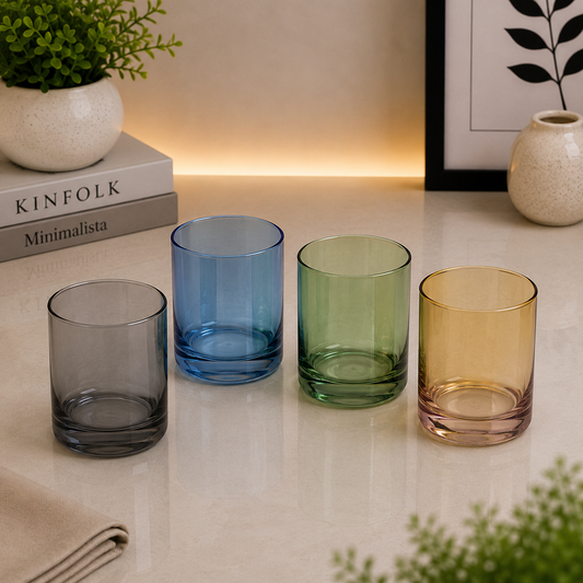 Danny Home Colored Glass Tumbler Set – 410ml (4 Pcs)