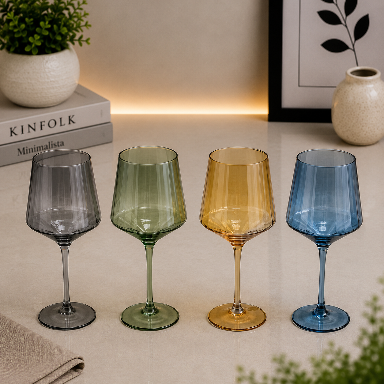 Danny Home Colored Wine Glass Set – 450ml (4 Pcs)