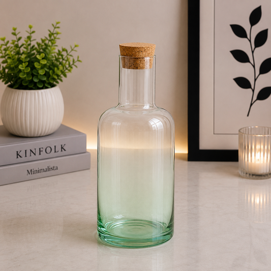 Danny Home Green Ombre Glass Water Carafe with Cork Lid – 1520ml