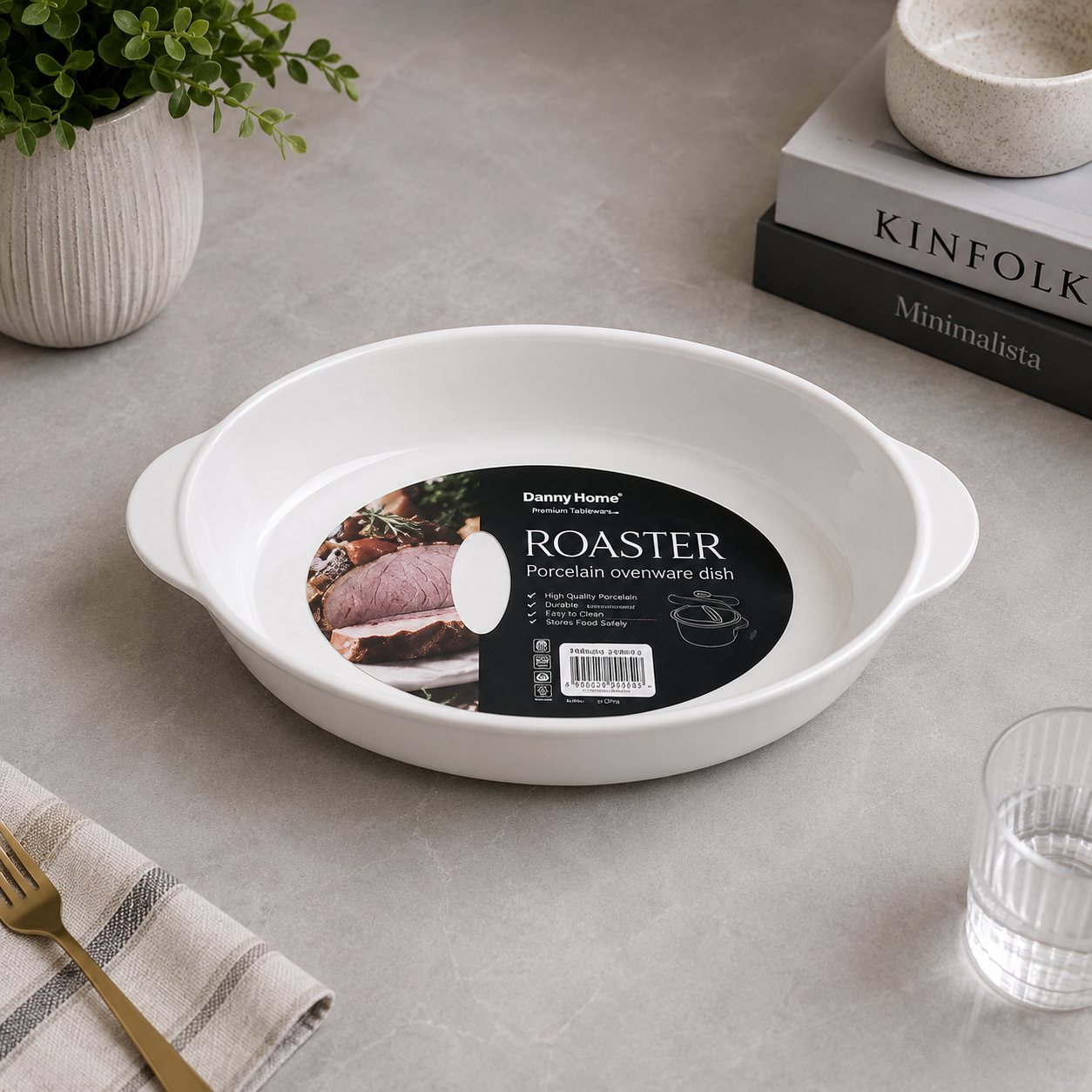 Danny Home Porcelain Oval Ovenware Roaster – 10.25 Inch