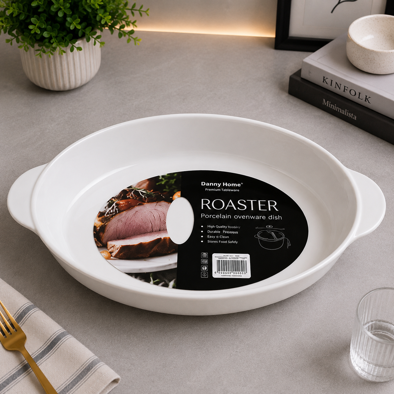 Danny Home Porcelain Oval Ovenware Roaster – 14 Inch