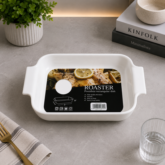 Danny Home Rectangular Porcelain Ovenware Dish – 9 Inch
