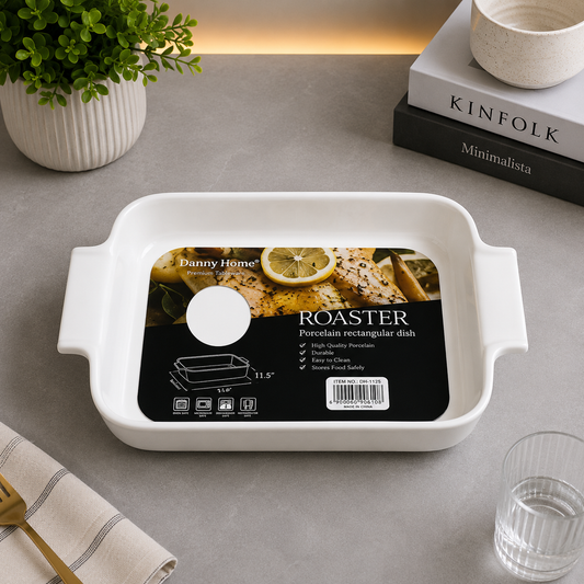 Danny Home Rectangular Porcelain Ovenware Dish – 11.5 Inch
