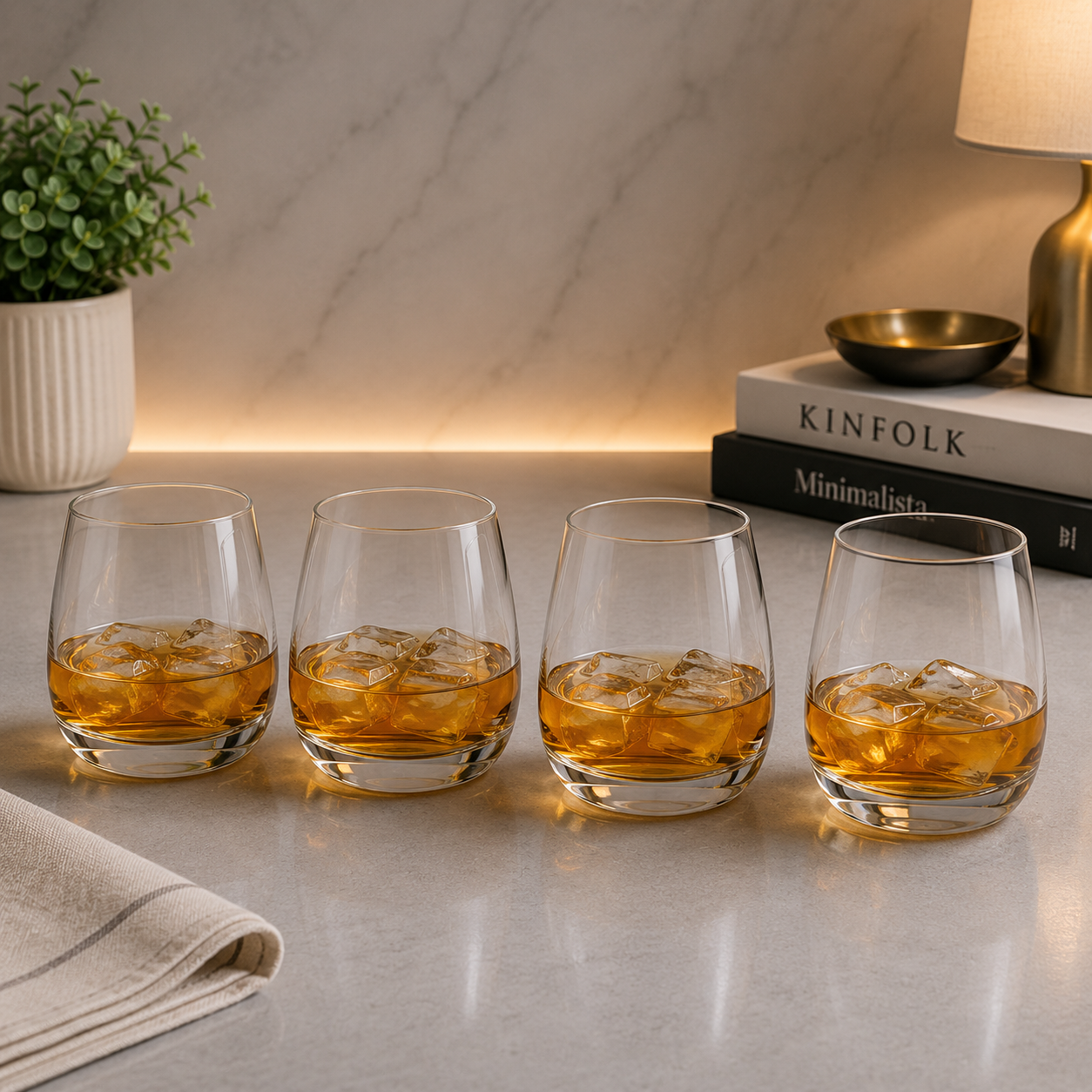 Danny Home Crystal Whiskey Glass Set – 390ml (4 Pcs)