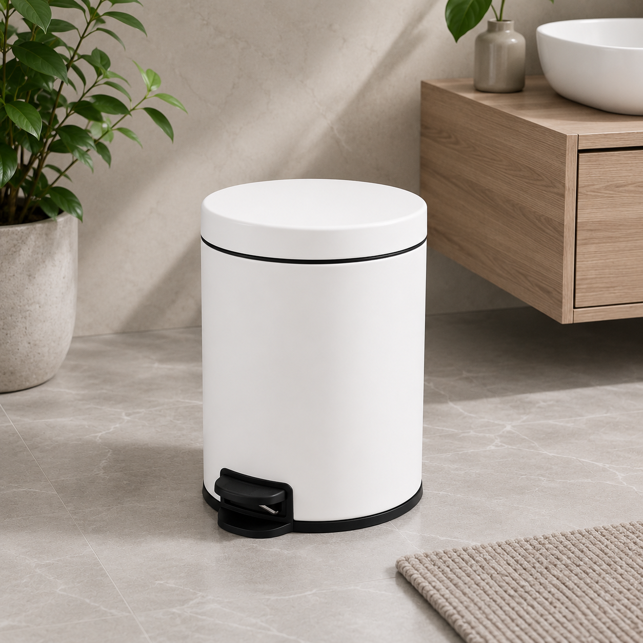 Danny Home Pedal Trash Can – 12L (White)