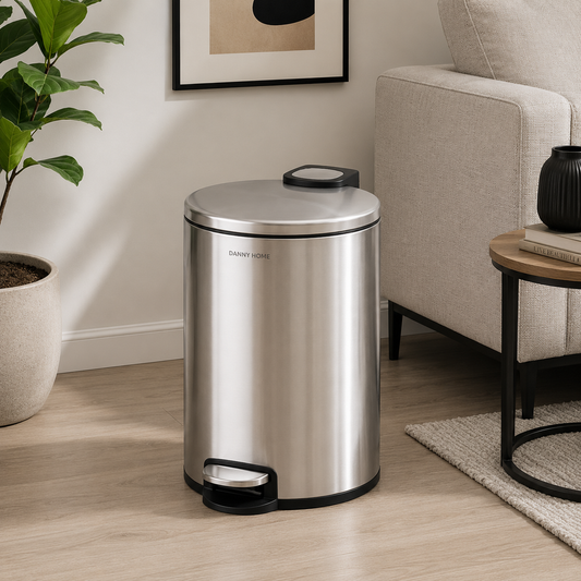 Danny Home Stainless Steel Pedal Trash Can – 30L (Round)
