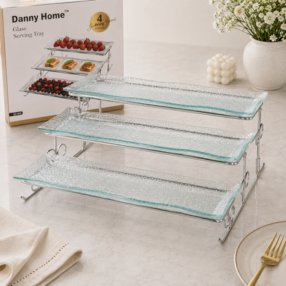 Danny Home 3-Tier Glass Serving Tray