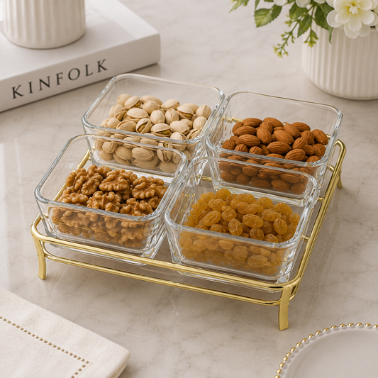 Danny Home 4-Section Glass Snack Bowl Set