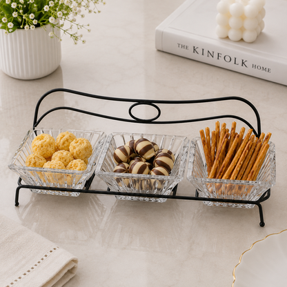 Danny Home 3-Section Glass Snack Bowl Set – 250ml