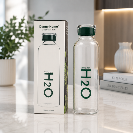 Danny Home Glass Drink Bottle – 750ml (Green)