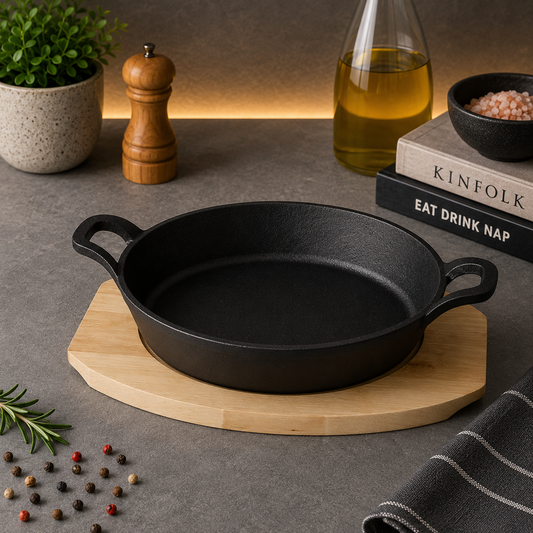 Danny Home Cast Iron Oval Griddle 24 × 17.2 × 4.8 cm