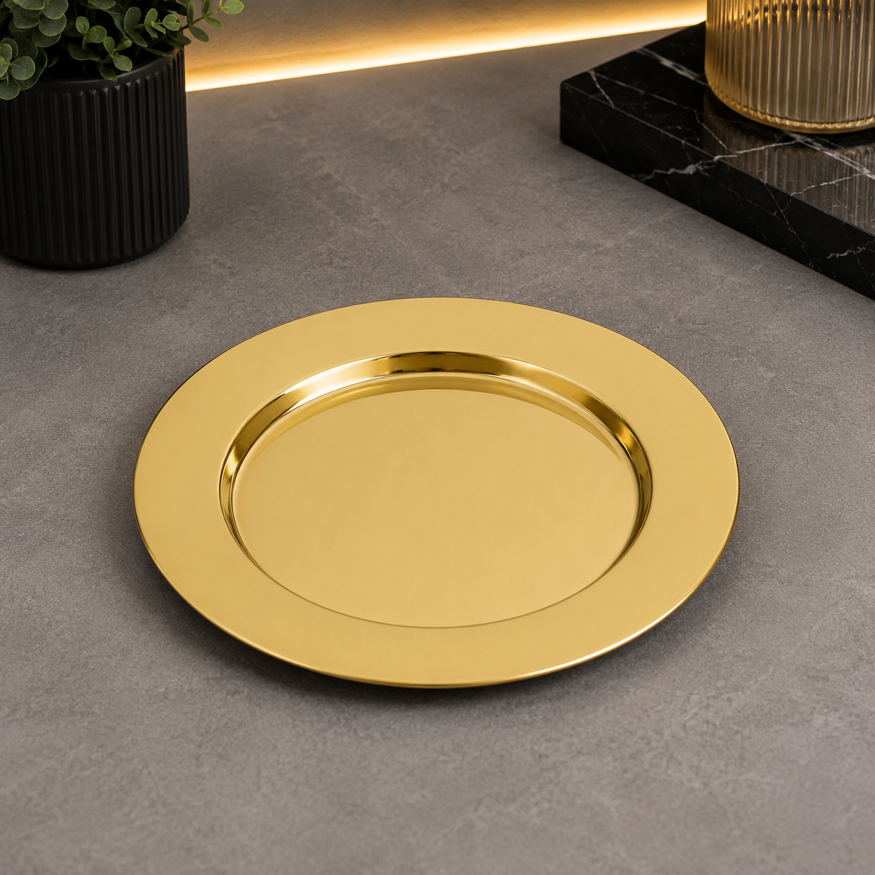 Luxury Golden Round Serving Plate – 20cm