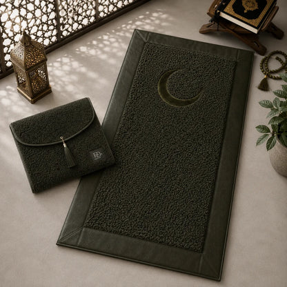 HomeIbadah Turkish Fleece Prayer Mat - Army Green