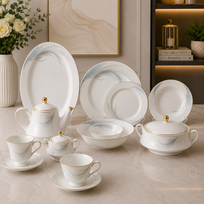 Ocean Breeze Porcelain Dinner Set – 61 Pieces