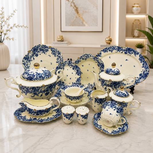 Royal Albert 75 Pcs Dinner Set – Royal Blue Bone China Collection