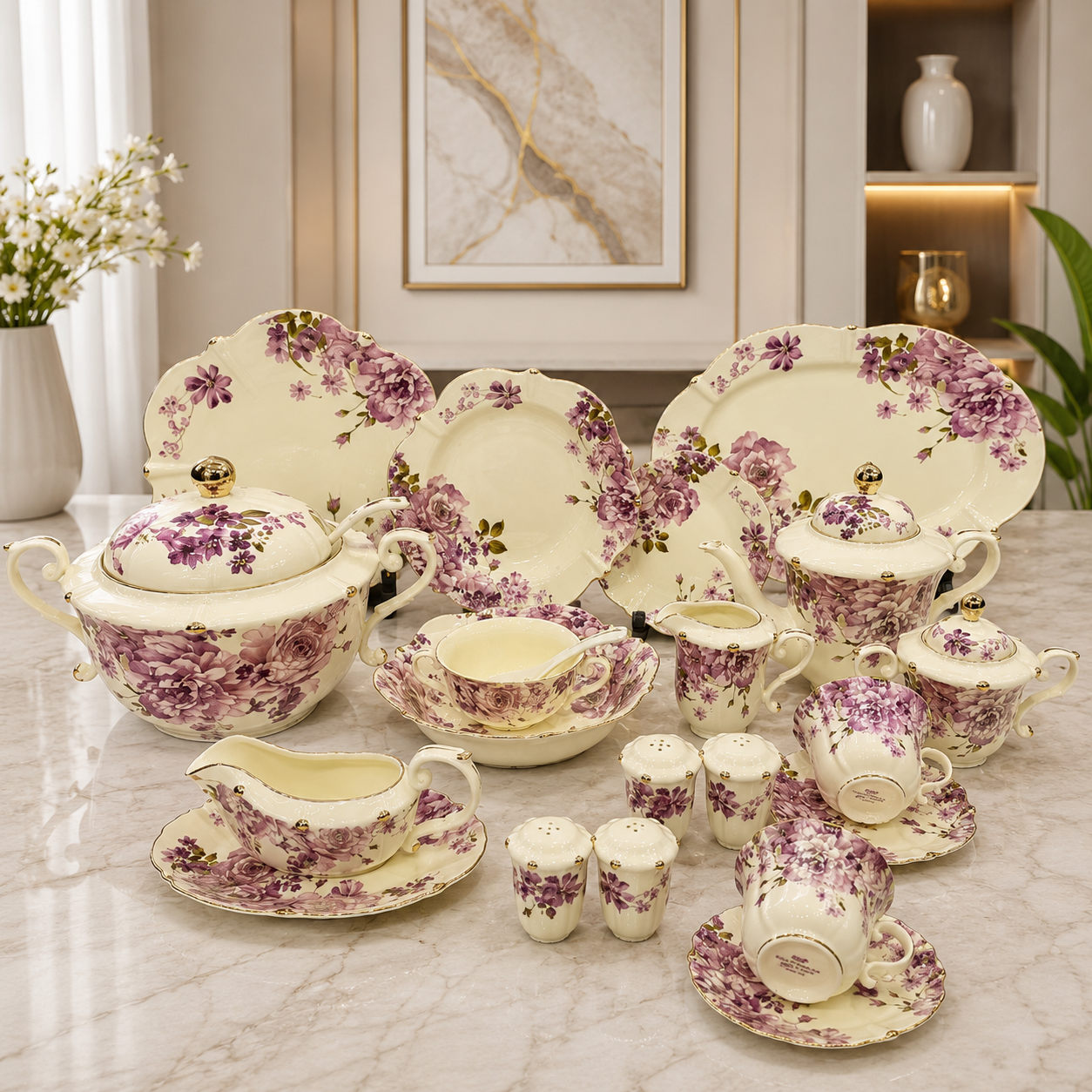 Royal Albert 75 Pcs Dinner Set – Premium Lavender Floral Collection
